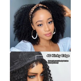 UNICE Blend Secure Half Wig Human Hair Kinky Curly with Drawstring Wear and Go Glueless Half Wigs Human Hair 4c Edge Hairline for Women Beginner Friendly 150% Density 20 inch