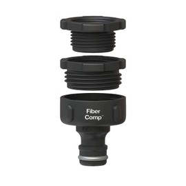 Fiskars Tap Connector, for Taps, Diameter 21 mm (G1/2 inch), Diameter 26.5 mm (G3/4 inch), Diameter 33.3 mm (G1), FiberComp, Multi, Universal Size, 30 g, Black/Grey, 1027056