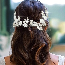 CASDRE Crystal Wedding Hair Vine Silver Opal Rhinestone Bridal Headpiece Prom Headband Hair Accessories for Women and Brides