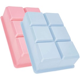 Square Ice Cube Trays, Set of 2 - Southern Homewares - Pink & Blue Kitchen Drink Ice Mold Utensil - MAKE BIG ICE