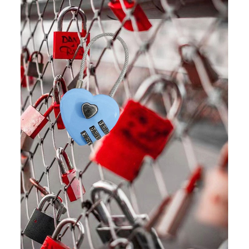 LITAITAI Padlock, Combination Lock, Small Locker Locks, Stainless Steel, Heart