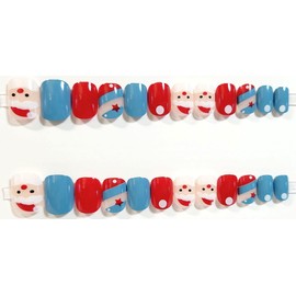 Santa Stars And Stripes Glossy Extra Short Squoval Press On Nails - 24 Pieces - Christmas Nails