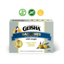 GEISHA Sardines in Extra Virgin Olive Oil 3.75OZ. (Pack of 9), Brisling Sardines | No Trans fat － Gluten Free－NON-GMO － BPA NI－Excellent Source of Protein－Ready to Eat －Omega3 fatty acid 1,800mg－Omega6 fatty acid 1,600mg－Omega9 fatty acid 4,000mg