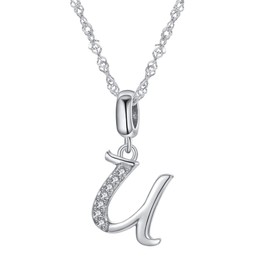 Globalwin Jewellery - Collar con colgante de plata de ley 925 de la A a la Z, circonita cúbica transparente de 26 letras, para pulseras, collares de joyería DIY, Plata esterlina, circonita