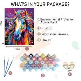 MBNTJHT Animal DIY Paint by Numbers Kit for Adults,Horse Paint by Number with Brushes for Beginner,Painting Kits for Home Wall Decor 16x20 Inch