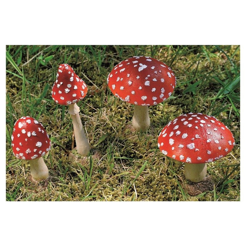 Toadstool Garden Decoration Resin Set of 2