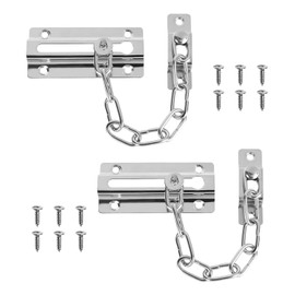 TopBine Security Door Lock Chain Heavy-Duty,2 Pack Stainless Steel Chain Locks with 12 Screws,Sturdy Premium Thickened Chain Locks Door Chain Lock for Inside Door Kids Home Safety（Silvery）
