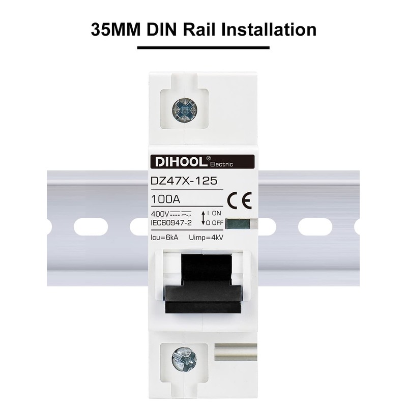 DIHOOL AC/DC Miniature Circuit Breaker,Single Pole 100 Amp,12V-400V,Non Polarized,Solar Disconnect