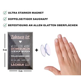 schilderkreis24 Beautiful Saying "Zuhause ist.." Magnet Decoration Quote Family Fridge Magnet Gift Idea Birthday Christmas 9 x 6 cm