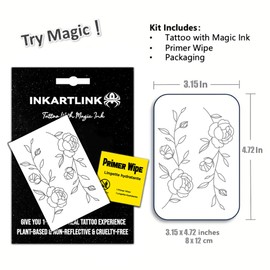INKARTLINK Semi Permanent Tattoo, party tattoo, beautiful and realistic design, fun tattoo experience, cruelty-free, non-reflective, waterproof (Flower 16)