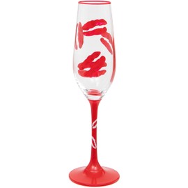 Maturi Hand Painted Lipstick Kiss Champagne Flute, 400ml, Red, Gift Boxed