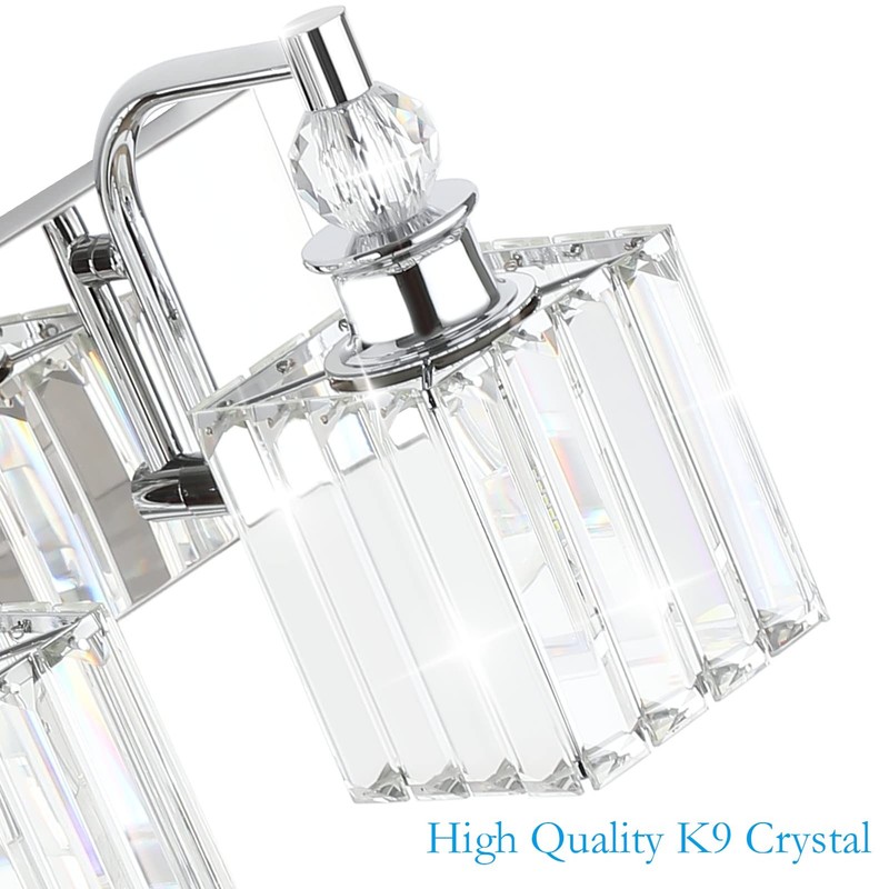 Ralbay Modern Crystal Vanity Light for Bathroom 4 Light 31.5''Chrome