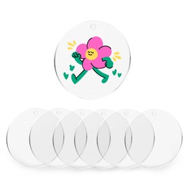 Pack of 6 Round Glass Plates, Acrylic Glass Plate, Round Acrylic Panel with Hole, Transparent Acrylic Plate 10 cm / 3.93 inches, for DIY Decoration, Wall Hangings, Product Displays, Wedding Signs and