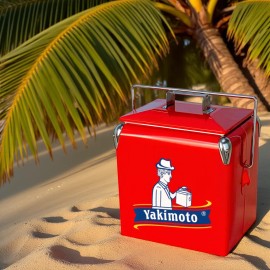 Yakimoto Retro Vintage Style 13L (14 Qt) Ice Chest Cooler with 18 Can Capacity & Bottle Opener 18 Can Cooler Bucketcolor: Red