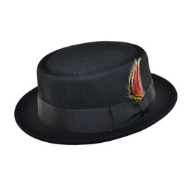 JMC Trading Company Wool Felt Pork Pie HAT - Black Small