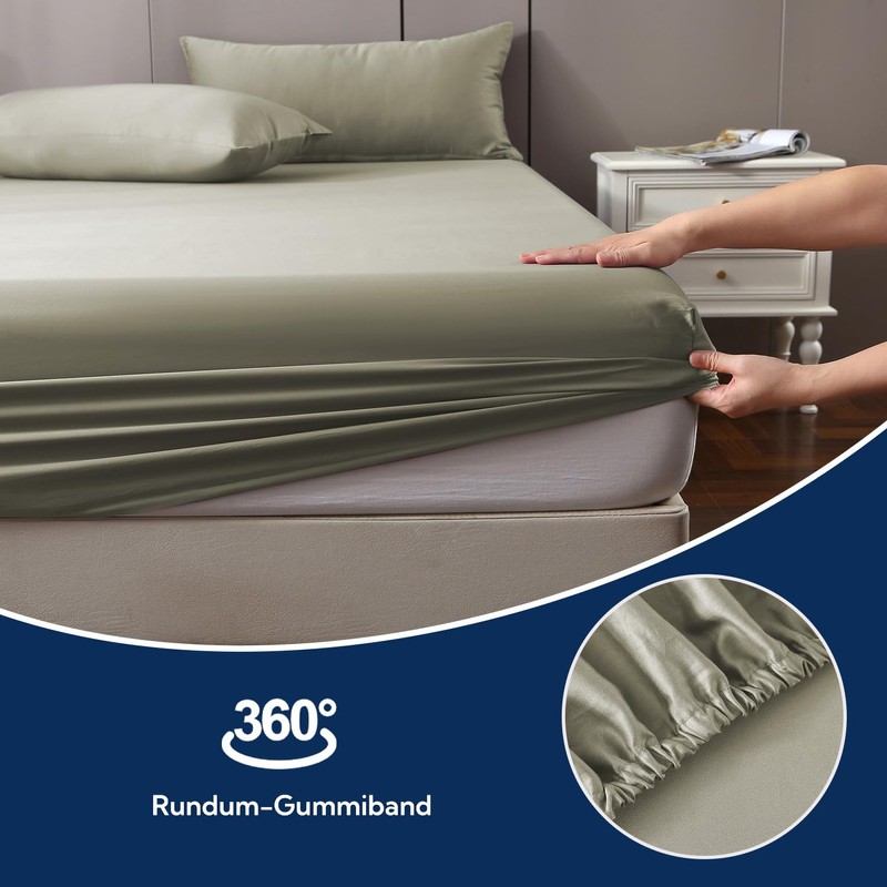 MILDLY Fitted Sheet 90 x 190 cm Satin, 100% Long