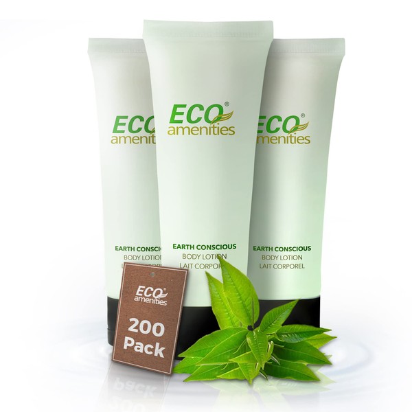 ECO Amenities Travel Size Lotion - 200 PACK, 30mL Tubes - Mini Lotion Bulk, Individually Wrapped Travel Lotion with Transparent Tube, Flip Cap. Bulk Travel Size Lotion for Hotels, Airbnb, Hospitality