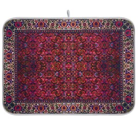 ElliTarr Retro Dish Drying Mat for Kitchen,Microfiber Absorbent Dish Draining Mat, Small Kitchen Drying Mats Heat Resistant Drying Pad for Counter 18 x 24