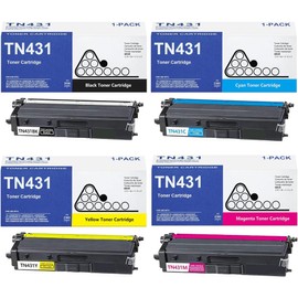 TN-431 TN431 4-Color Toner Cartridge Set 4 Pack Compatible TN431 TN-431 MFC-L8900CDW Toner Cartridges Replacement for Brother TN431 TN-431 HL-L8360CDW Printer Ink (Black Cyan Magenta Yellow)