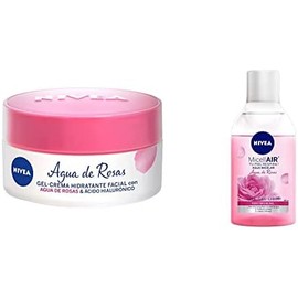 NIVEA Nivea Gel Hidratante Facial Con Agua De Rosas, 50 Ml, color, 50 ml, pack ofpaquete de  Agua Micelar Desmaquillante Agua De Rosas,400ml