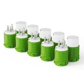 PLUGTUL Extension Cord Ends Male and Female, Replacement Plug & Connector Set, 3 Prong, 15Amp, 125Volt, NEMA 5-15P & NEMA 5-15R, ETL Listed, 5 Set, Green