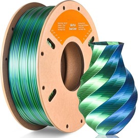Silk Dual Color PLA Filament 3D Printer 1.75mm +/- 0.03mm, Bicolor Filament Two Tone PLA 250G(0.55lbs) Cardboard Spool, Black Red:_Dual Silk Blue Green