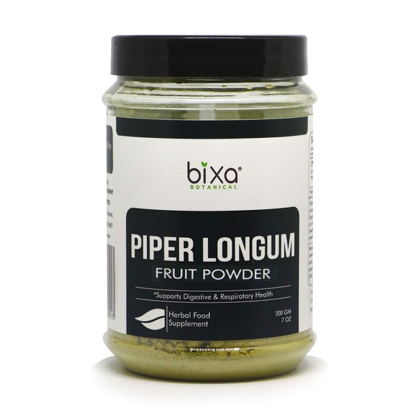 bixa BOTANICAL Piper Longum Powder (Pippali) – 200g (7 Oz) | an Ideal Alterative & Respiratory Tonic, Ayurvedic Herbal Supplement for Carminative, Anti-Helminthic & Prevents bloatingness of Stomach