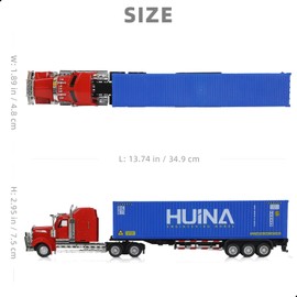 Risopen Semi Truck Toy, 1/50 Scale Kenworth W900 Diecast Model Trucks, Alloy Metal Semi Truck and Trailer Gifts Gift for Boys Adult Model Car Collector (Red-Blue)