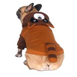 iChoue I am a French Bulldog Raccoon Costumes Clothes Hoodies for Small Dogs Cold Weather Winter Coats Frenchie English Pug Pitbull Boston Terrier - Brown, Medium