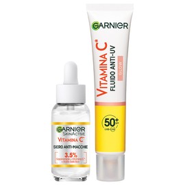 Garnier Kit SkinActive Brightening and Plumping Serum for Stains with Vitamin C and Daily UV Protection Liquid for Stains, Glow Effect with SPF 50+, Even and Radiant Skin, 30