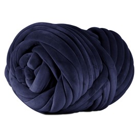 SOJITEK 2.2 LBS of Super Soft Velvet Bulky Yarn for Hand Knitting Blanket, Pillows, Handbag, DIY, Navy Blue, 36 Yards, Arm Knitting Yarn for Chunky Braided Knot Throw Blanket, Weave Craft Crochet