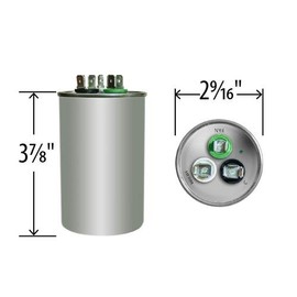Aerovox Replacement - 55 + 7.5 uf/Mfd 370/440 VAC AmRad Round Dual Universal Capacitor, Made in The U.S.A.