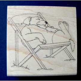 Dragonflylaser P20 "Beach bum" puppy dog rubber stamp WM 3x2.5"