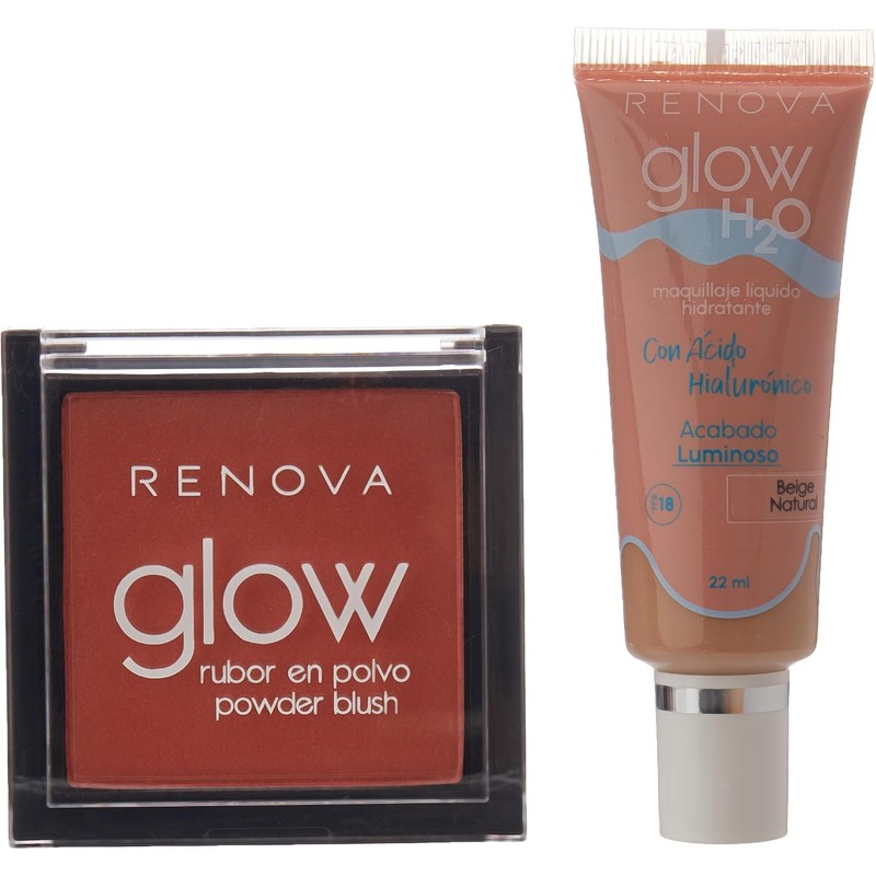 Renova Kit Rubor Coral & Maq Glow H2O Natural