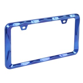 Sgooky 3D Curly Wave Pattern License Plate Holder Shining Blue License Plate Frame from Pure Zinc Alloy Metal Perfect Plate Holder