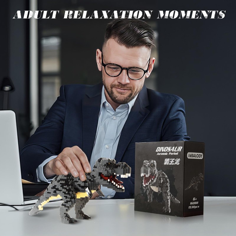 Aigidusansu Jurassic Dinosaur Micro Blocks, 1530pcs Tyrannosaurus Rex DIY Mini