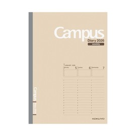 Kokuyo 2026 Campus Diary, Weekly Vertical, A5, Light Brown, Ni-CWVLS-A5-26, Starts from January 2026