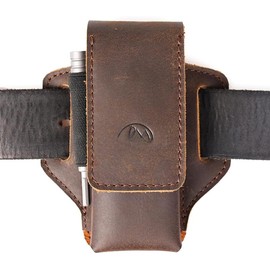 Leather Multitool Sheath for Belt - Multitool Holder for Belt - EDC Belt Organizer Multitool Pouch - Two  Closure Multitool Holster - Belt Loop Leather Multitool Case, Darkbrown - Color: Darkbrown