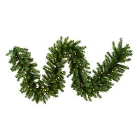 Vickerman Pre-Lit Douglas Fir Garland with 100 Warm White Italian LED Lights, 9-Feet, Green
