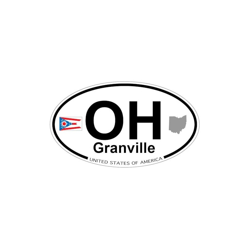 US Decal, Inc. Granville, Ohio Oval Sticker with State Flag