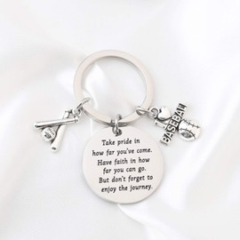 Baseball Keychain Gift Baseball Player Gift Inspiration Baseball Team Gift Softball Charm Keychain gifts Baseball Mom Jewelry Gift Baseball Gifts for Boys and Men (silver)