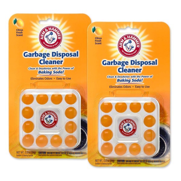 Arm & Hammer 24-Count Sink Garbage Disposal Cleaner, Freshener & Deodorizer Capsules Citrus Scent, with Power of Baking Soda