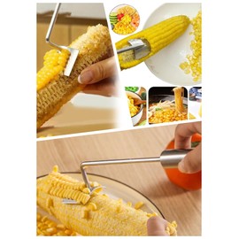 Long Handle Stainless Steel Corn Stripping Tool Set for Corn on The Cob, Easy Clean Peeler and Stripper for Sweet, Perfect Kitchen Gadget for Cooking.