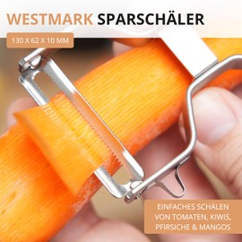 Westmark Peeler with 2 Edge Serrated Blades - Ideal for Peeling Tomato, Kiwi, Mango, Peppers and More, Right and Left Handed - Stainless Steel