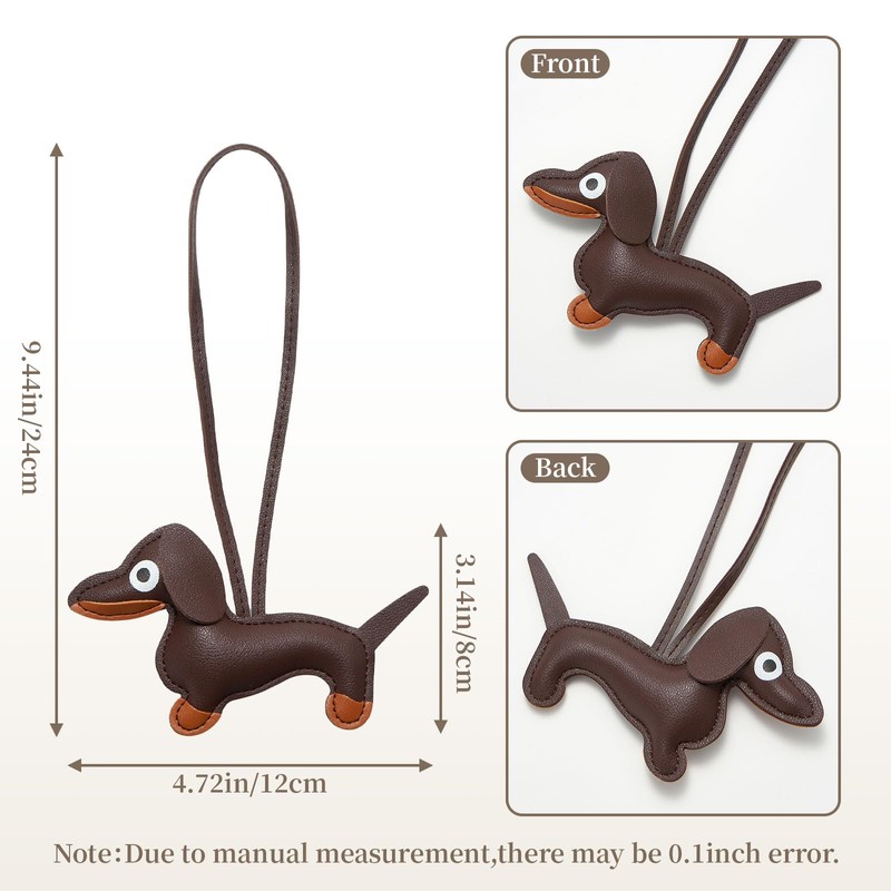 DEVPSISR Dachshund Keychain Charm Trendy Women Cute Bag Charm Leather