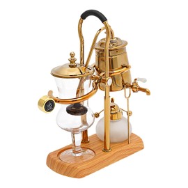 MuChaIOAK Belgian Siphon Coffee Maker, Luxury Balance Syphon Coffee Maker Set Belgium Vintage Classic Brewing Coffee Set, Smooth Great Aroma, Gold Color 400ml/15oz