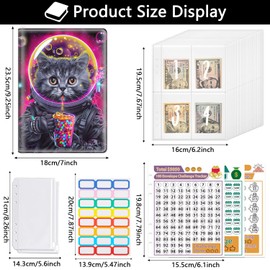 100 Envelopes Money Saving Challenge, Money Saving Binder, Budget Binder Savings Challenge Book, Savings Challenges Budget Book Binder,Budget Planner Book for Saving Money, Astronaut Cat Bubble Tea
