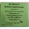 Hobby Bolts 4-40x1/2” Button Head Hex Drive Screw. Qty:3 Packs