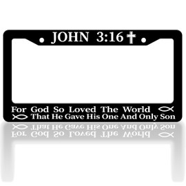 RTINRAN John 3:16 Jesus License Plate Frame Christian Cross License Plate Frames Auto Accessory Bracket Funny Stainless Steel License Plate with Screws for Women Men 6x12 Inch