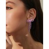 Bow Earrings for Women Purple Bow Earrings Silver Bow Rhinestone